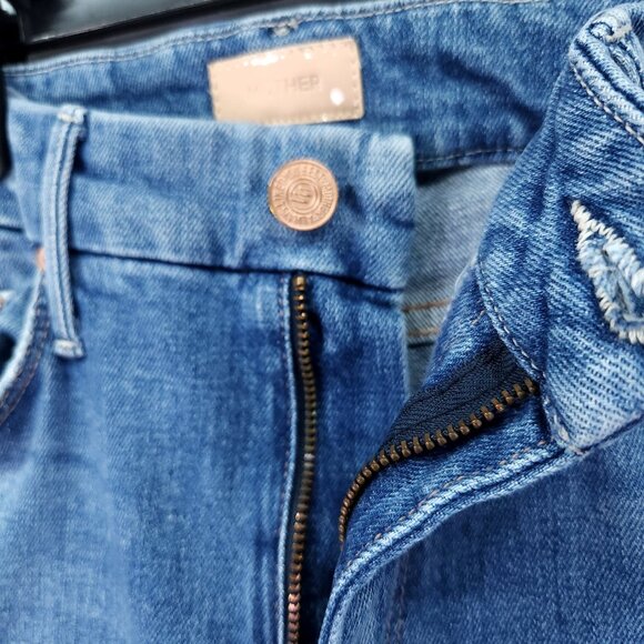 Mother Womens The Looker Ankle Fray Jeans 27 Stretch Mid Rise Distress Raw Hem - Picture 11 of 16